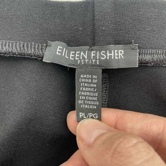 Eileen Fisher PL Petite Stretch Crepe Ankle Pants Trousers Black Elastic Pull On - Picture 7 of 13